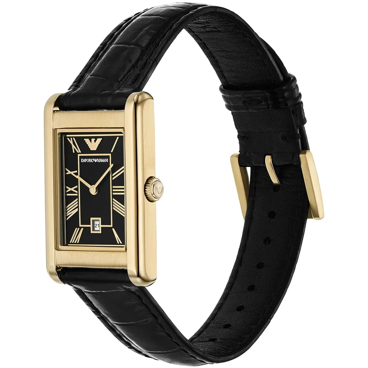 Emporio Armani Gino Black Dial Black Leather Strap Watch for Men - AR11666