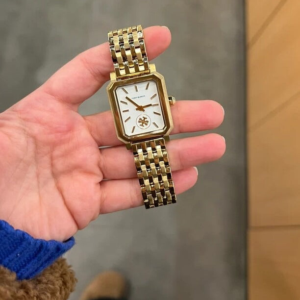 Tory Burch Robinson White Dial Gold Steel Strap Watch for Women - TBW1500