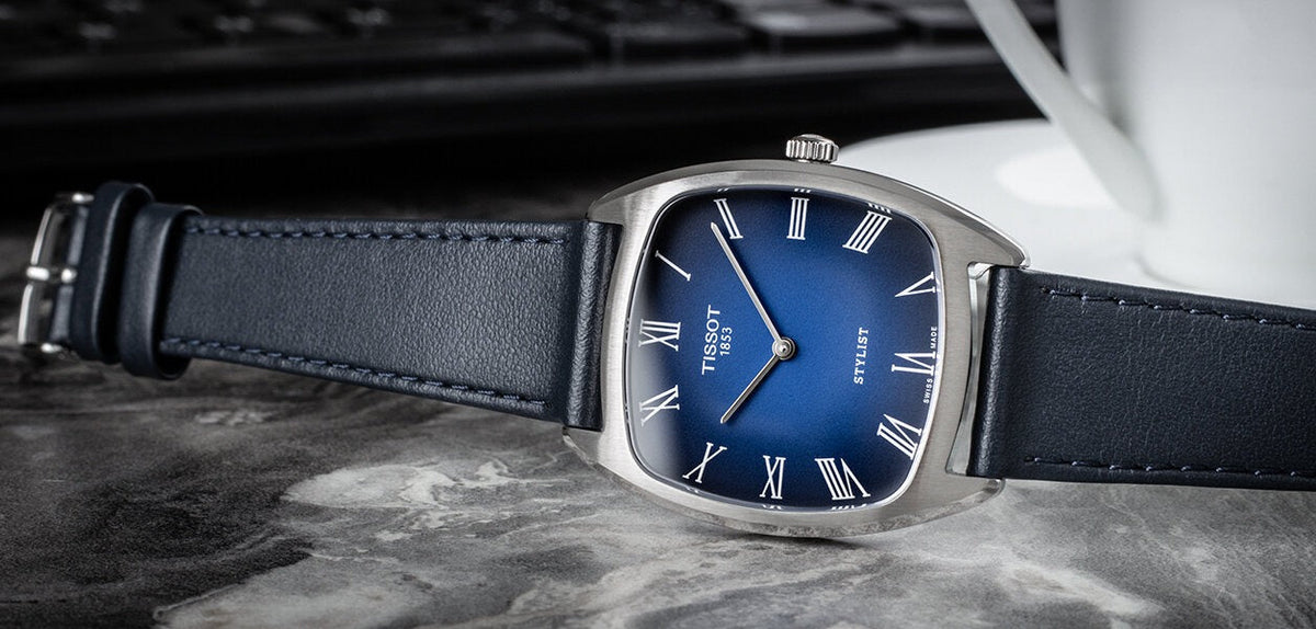 Tissot Stylist Quartz Blue Dial Blue Leather Strap Watch for Men - T159.909.16.043.00