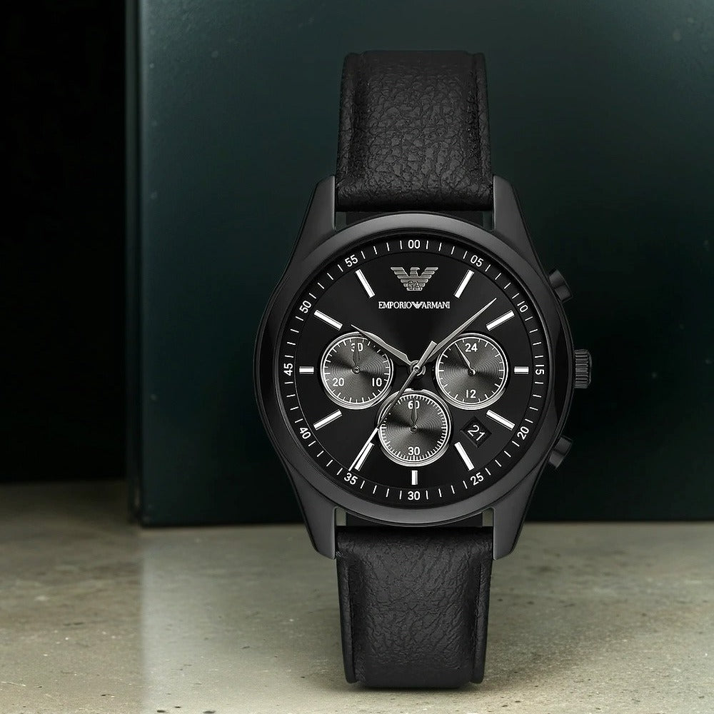  Shop Authentic Emporio Armani Antonio Chronograph Black Dial Black Leather Strap Watch for Men - AR11583 - Luxxuri