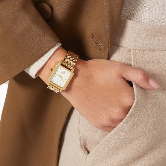 Tory Burch Robinson White Dial Gold Steel Strap Watch for Women - TBW1500