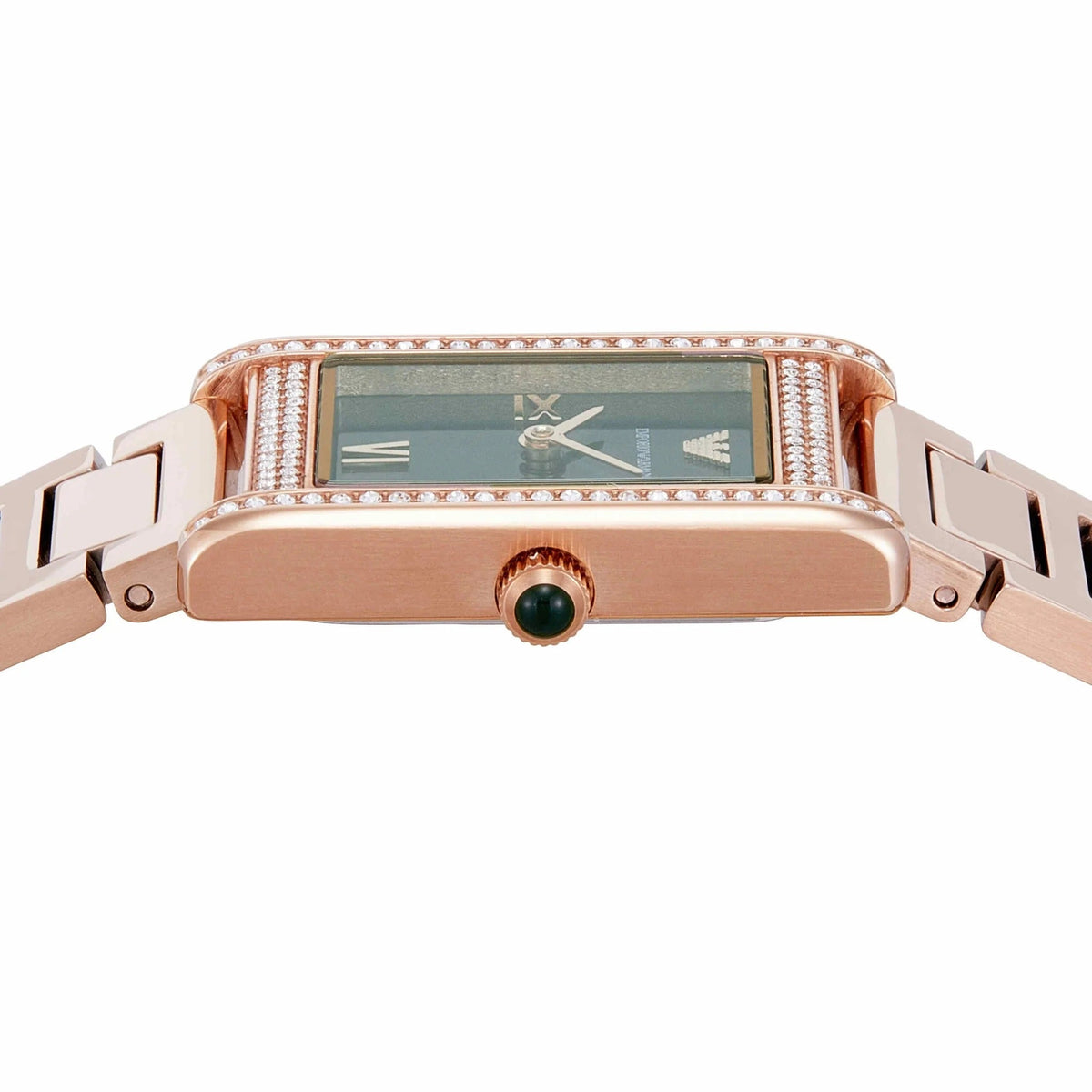 Emporio Armani Genni Green Dial Rose Gold Steel Strap Watch for Women - AR11641