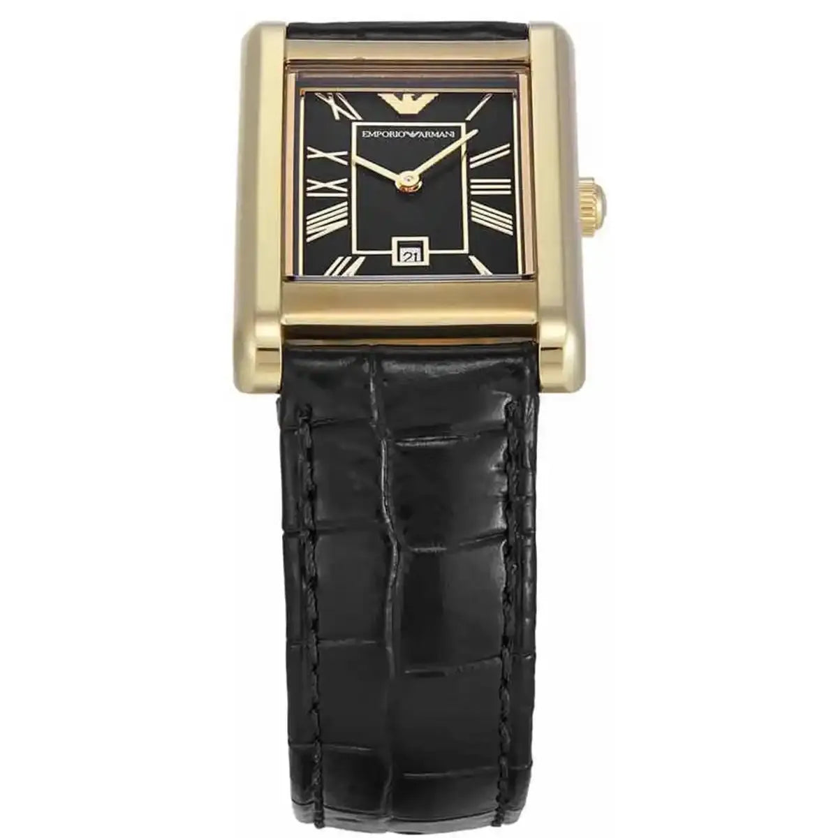 Emporio Armani Gino Black Dial Black Leather Strap Watch for Men - AR11666