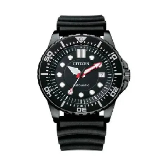 Citizen Mechanical Automatic Black Dial Black Rubber Strap Watch for Men - NJ0125-11E