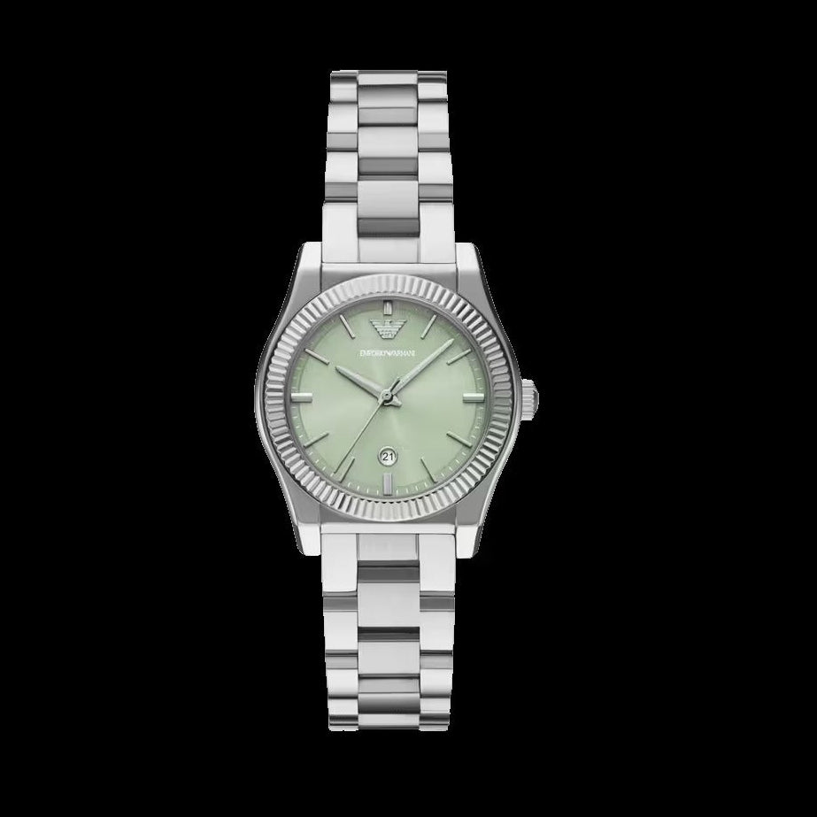 Emporio Armani Federica Mint Green Dial Silver Steel Strap Watch for Women - AR11656