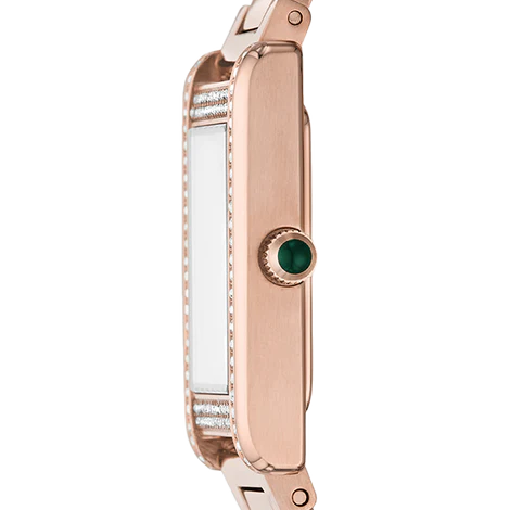 Emporio Armani Genni Green Dial Rose Gold Steel Strap Watch for Women - AR11641