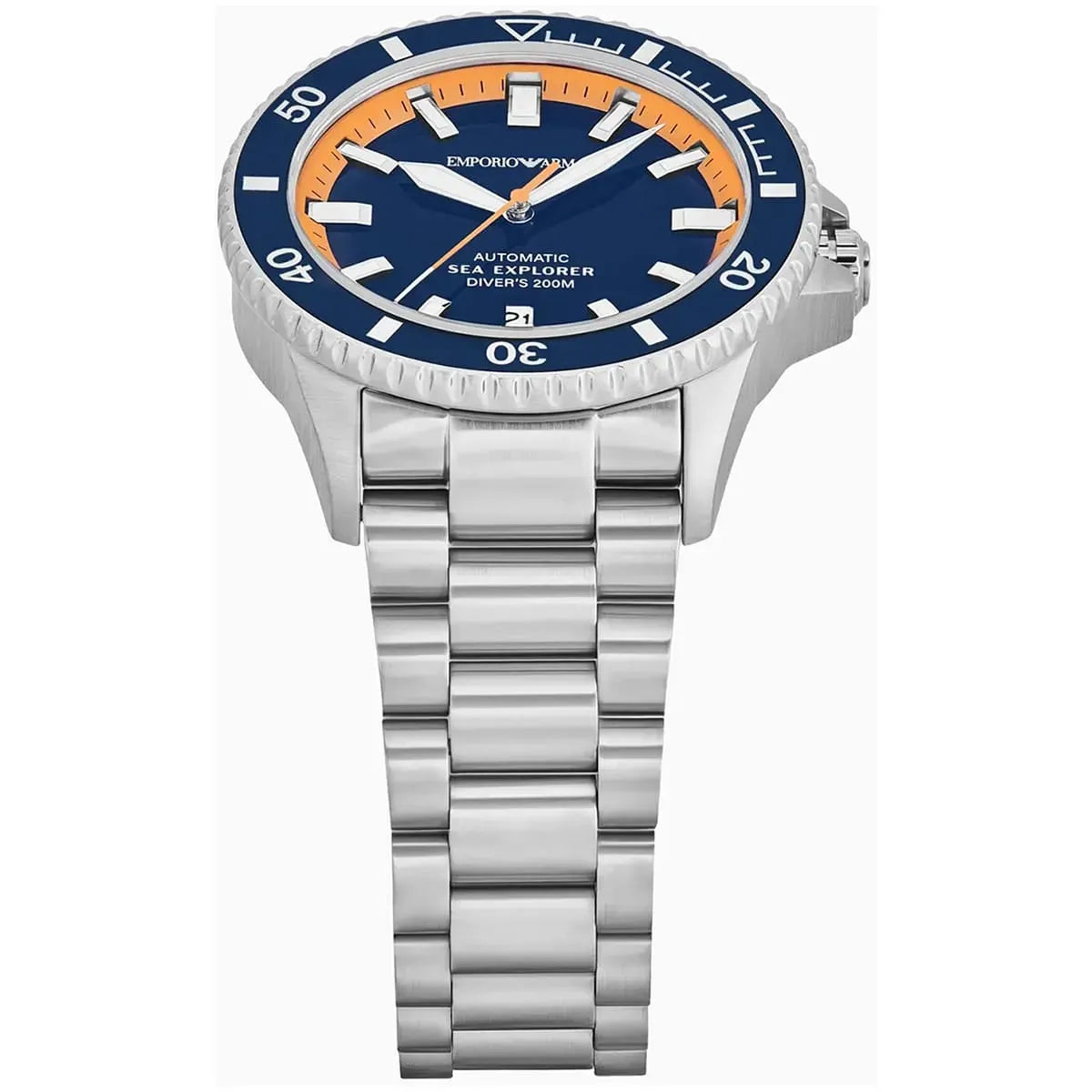 Emporio Armani Sea Explorer Blue Dial Silver Steel Strap Watch for Men - AR60090