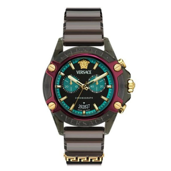 Versace Icon Active Chronograph Black Dial Black Siliconen Strap Unisex Watch - VE8P00224