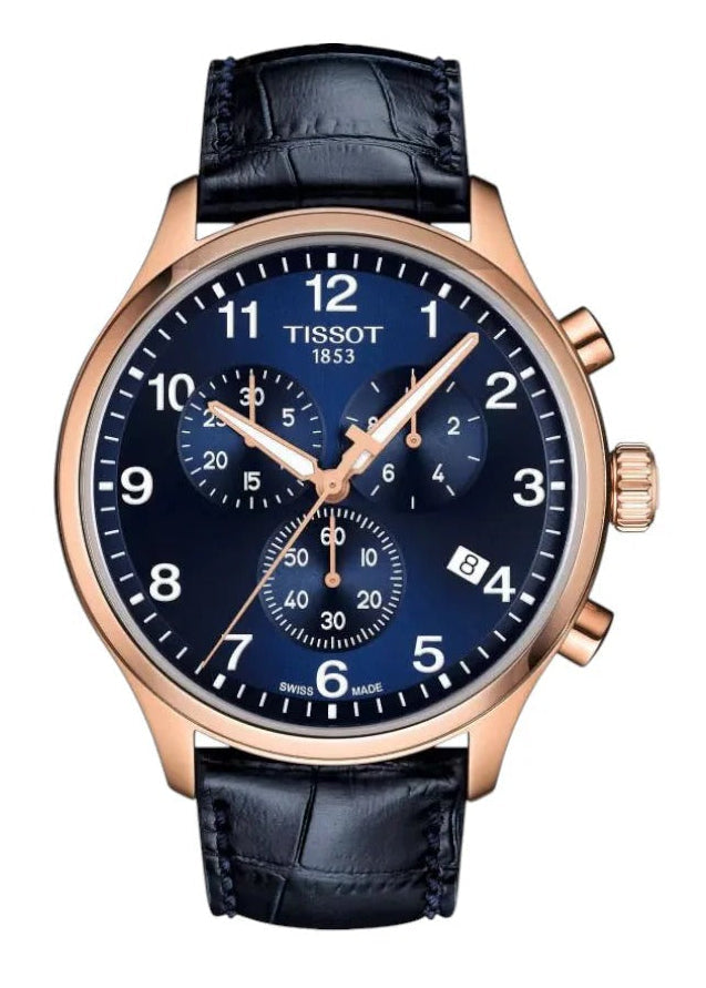 Tissot T-Sport Chrono XL Blue Dial Blue Leather Strap Watch for Men - T116.617.36.042.00