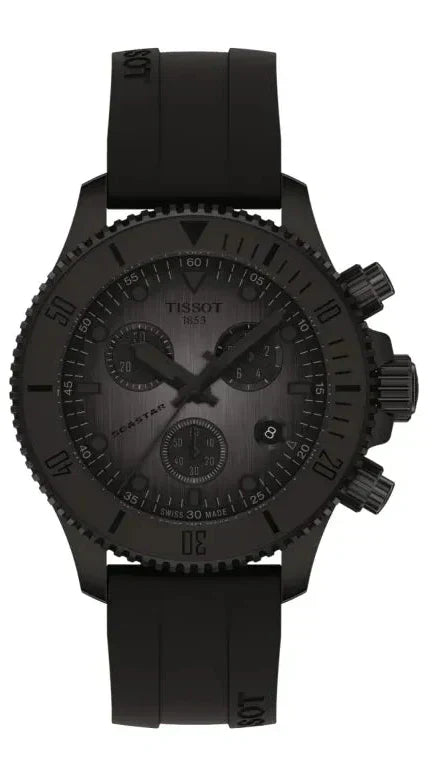 Tissot Seastar 1000 Chronograph Black Dial Black Rubber Strap Watch for Men - T120.217.37.061.00