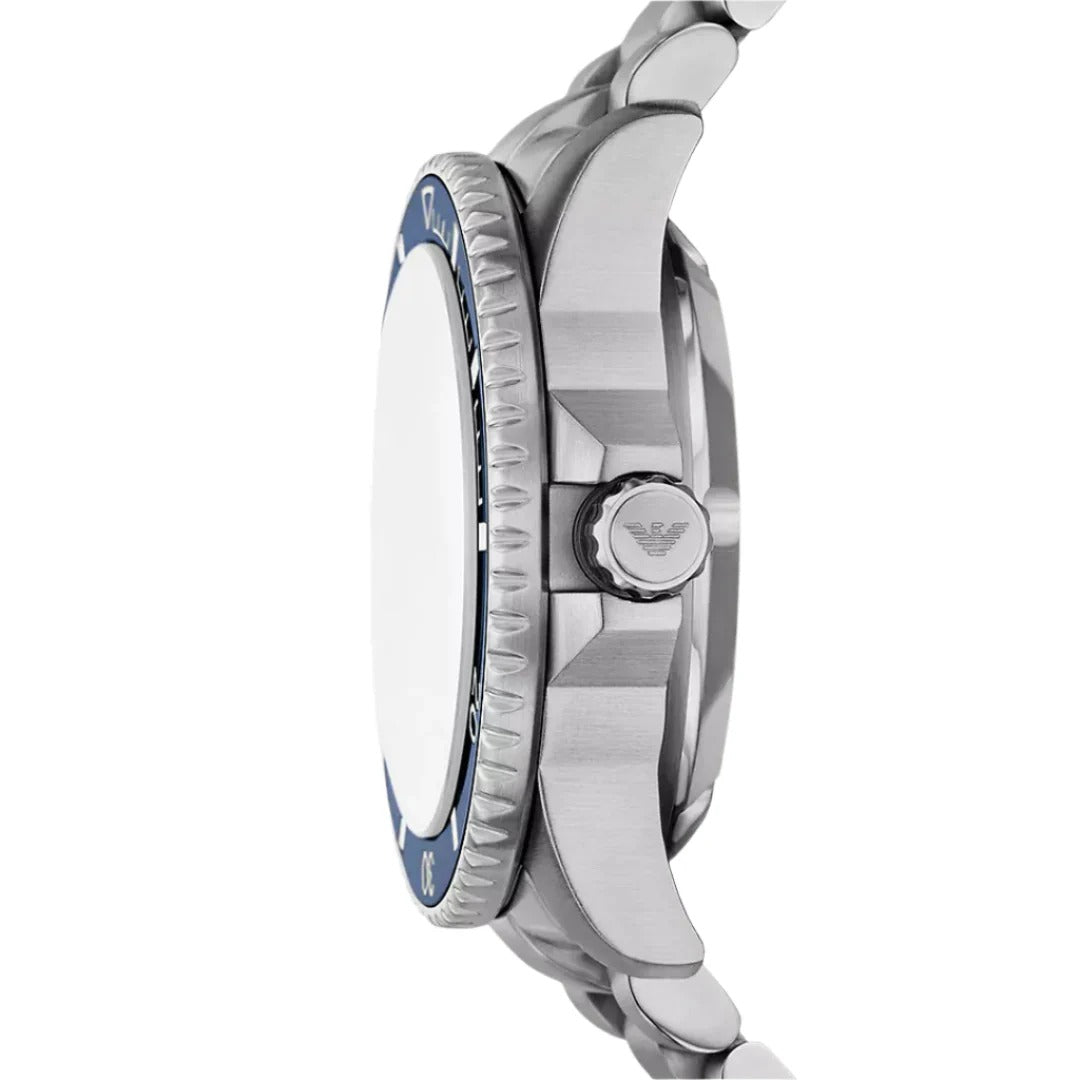 Emporio Armani Sea Explorer Blue Dial Silver Steel Strap Watch for Men - AR60090