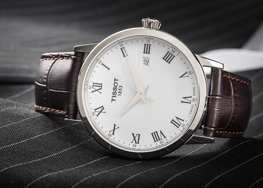 Tissot T Classic Dream Quartz White Dial Brown Leather Strap Watch for Men - T129.410.16.013.00