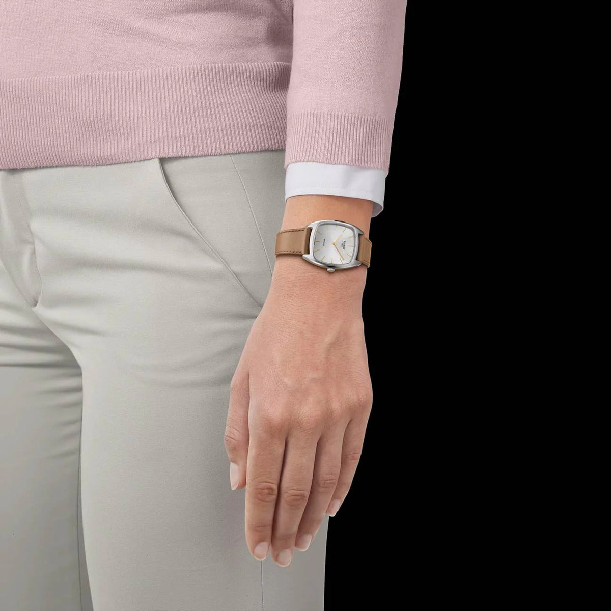 Tissot Stylist Quartz Silver Dial Brown Leather Strap Watch for Women - T159.909.16.031.00