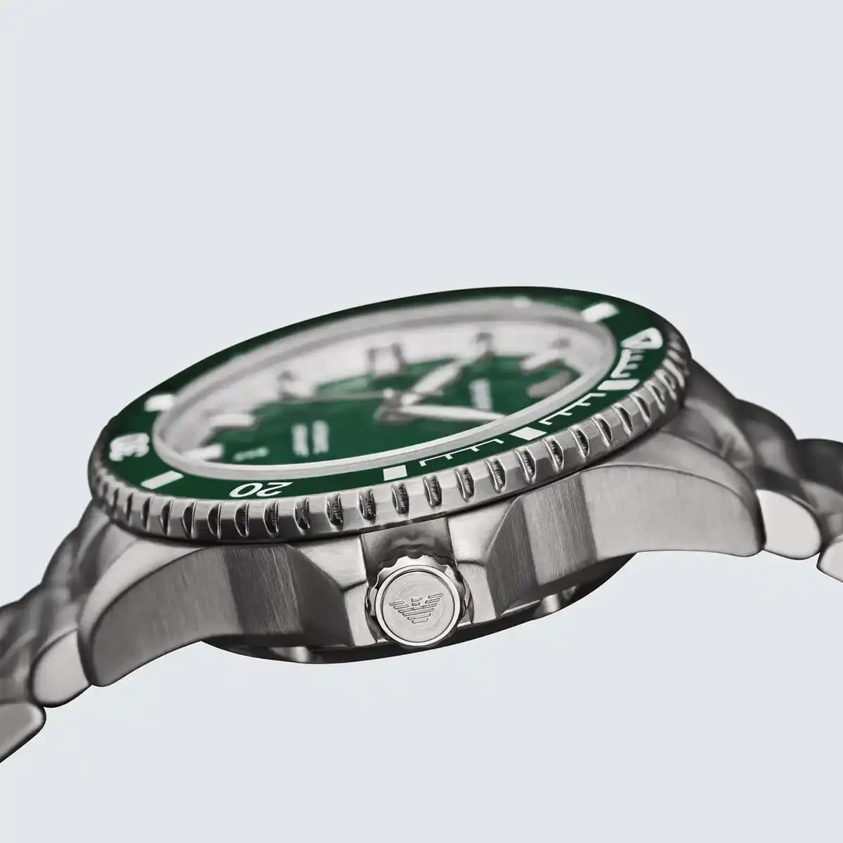 Emporio Armani Sea Explorer Green Dial Silver Steel Strap Watch for Men - AR60088