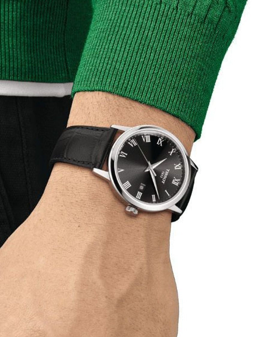 Tissot T Classic Dream Quartz Black Dial Black Leather Strap Watch for Men - T129.410.16.053.00