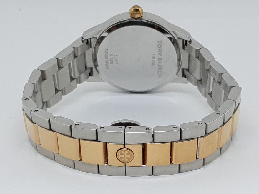 Tory Burch Collins White Dial Two Tone Steel Strap Watch for Women - TBW1305