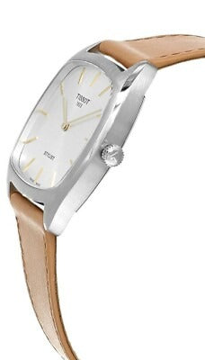 Tissot Stylist Quartz Silver Dial Brown Leather Strap Watch for Women - T159.909.16.031.00