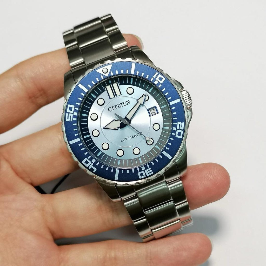 Citizen Mechanical Automatic Blue Dial Silver Steel Strap Watch for Men - NJ0178-81M