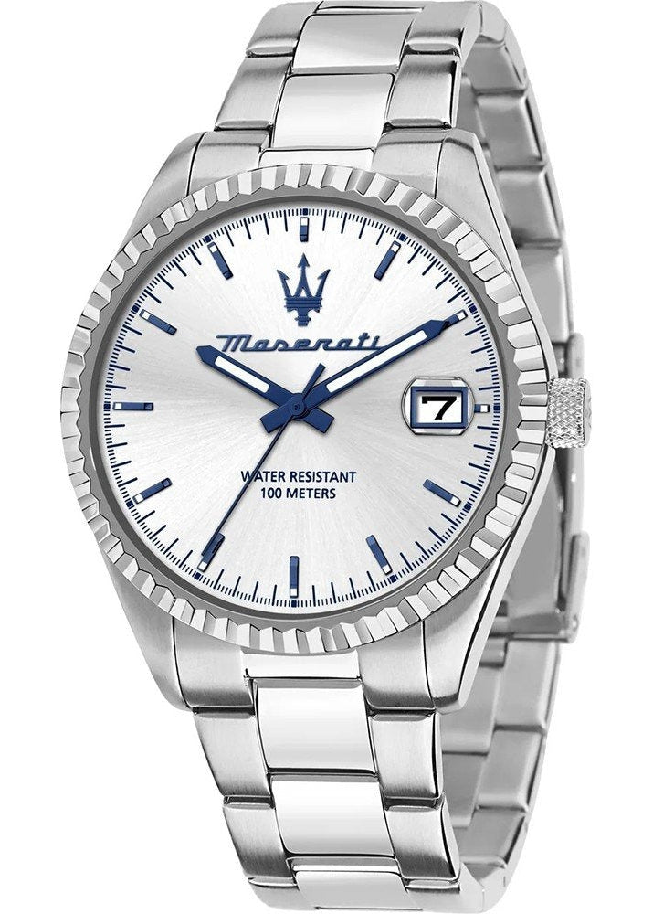 Maserati Competizione Silver Dial Silver Steel Strap Watch for Men - R8853100045