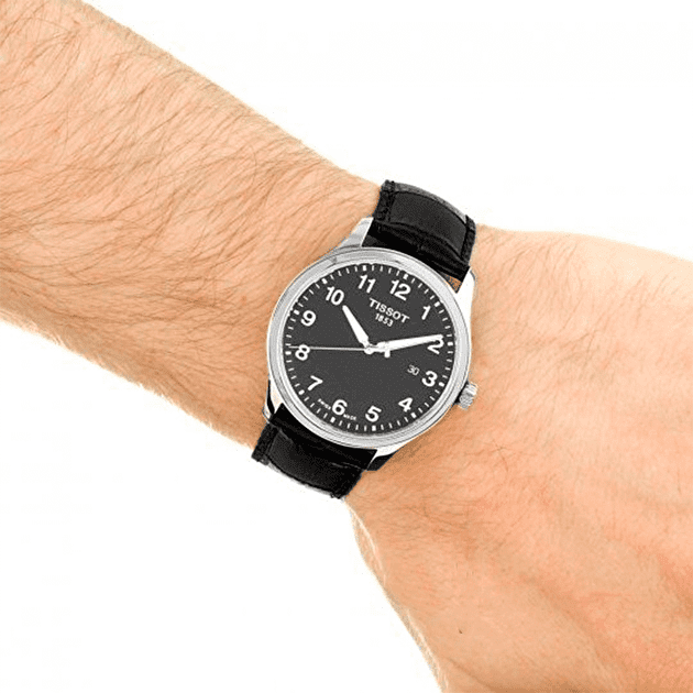 Tissot T-Sport Gent XL Black Dial Black Leather Strap Watch for Men - T116.410.16.057.00
