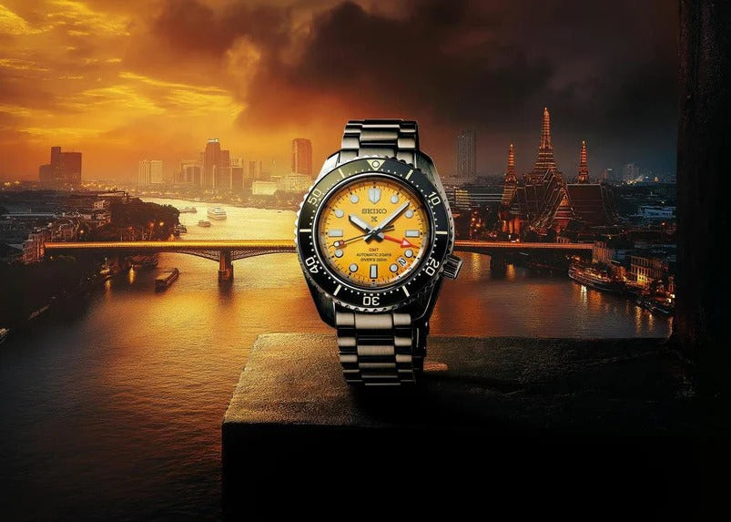 Seiko Prospex The Night of Siam Limited Edition Yellow Dial Silver Steel Strap Watch for Men - SPB487J1