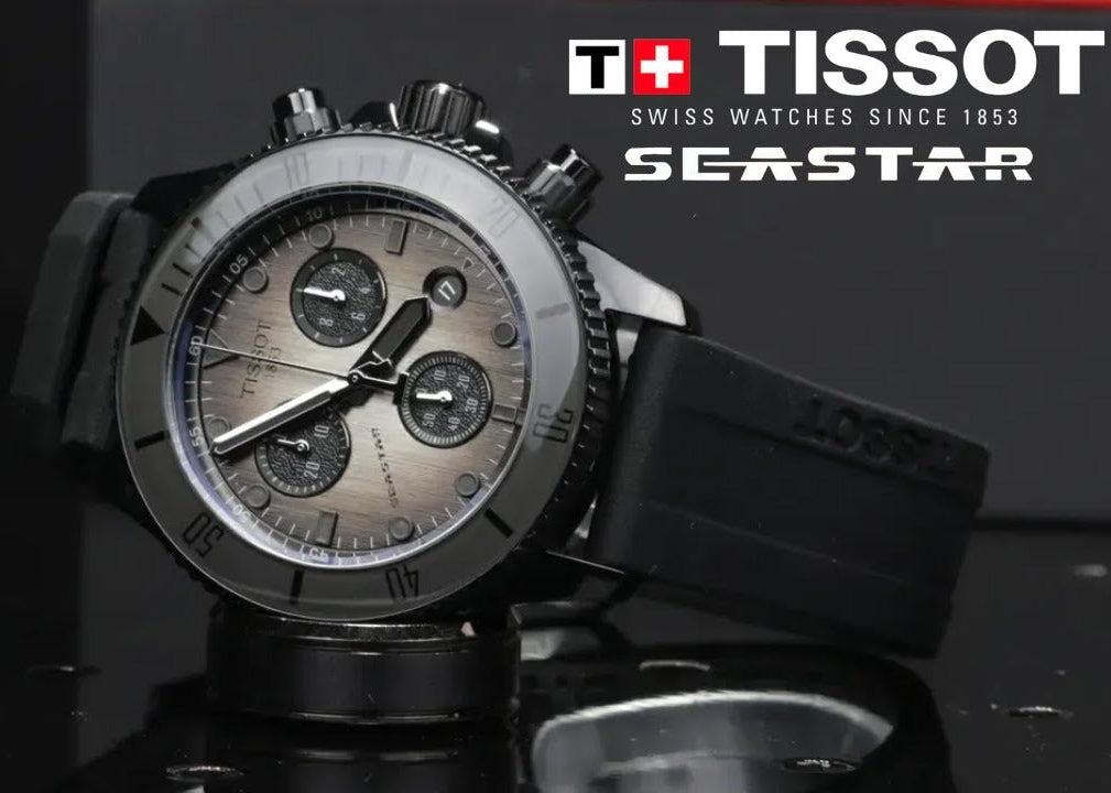 Tissot Seastar 1000 Chronograph Black Dial Black Rubber Strap Watch for Men - T120.217.37.061.00