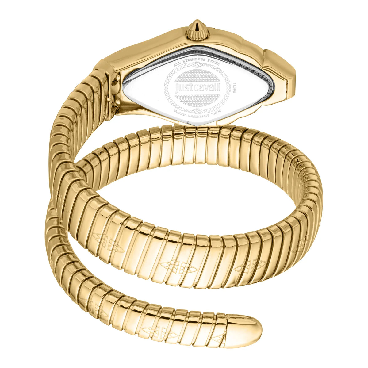 Just Cavalli Cristallo Green Dial Gold Steel Strap Watch for Women - JC1L307M0035