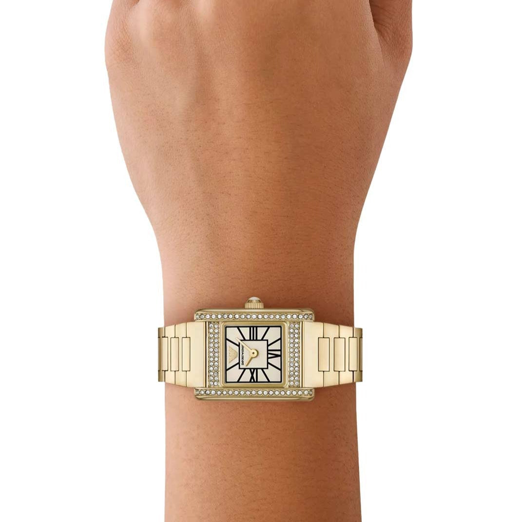  Shop Authentic Emporio Armani Genni Crystals Gold Dial Gold Steel Strap Watch for Women  - AR11663 - Luxxuri