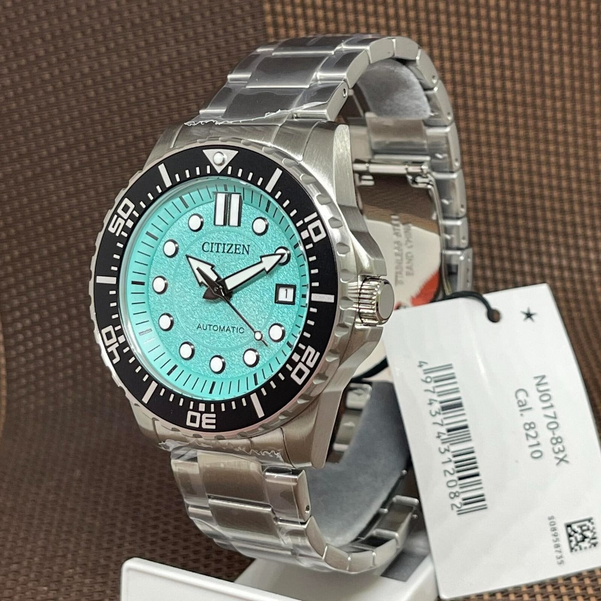 Citizen Mechanical Automatic Turquoise Dial Silver Steel Strap Watch for Men - NJ0170-83X