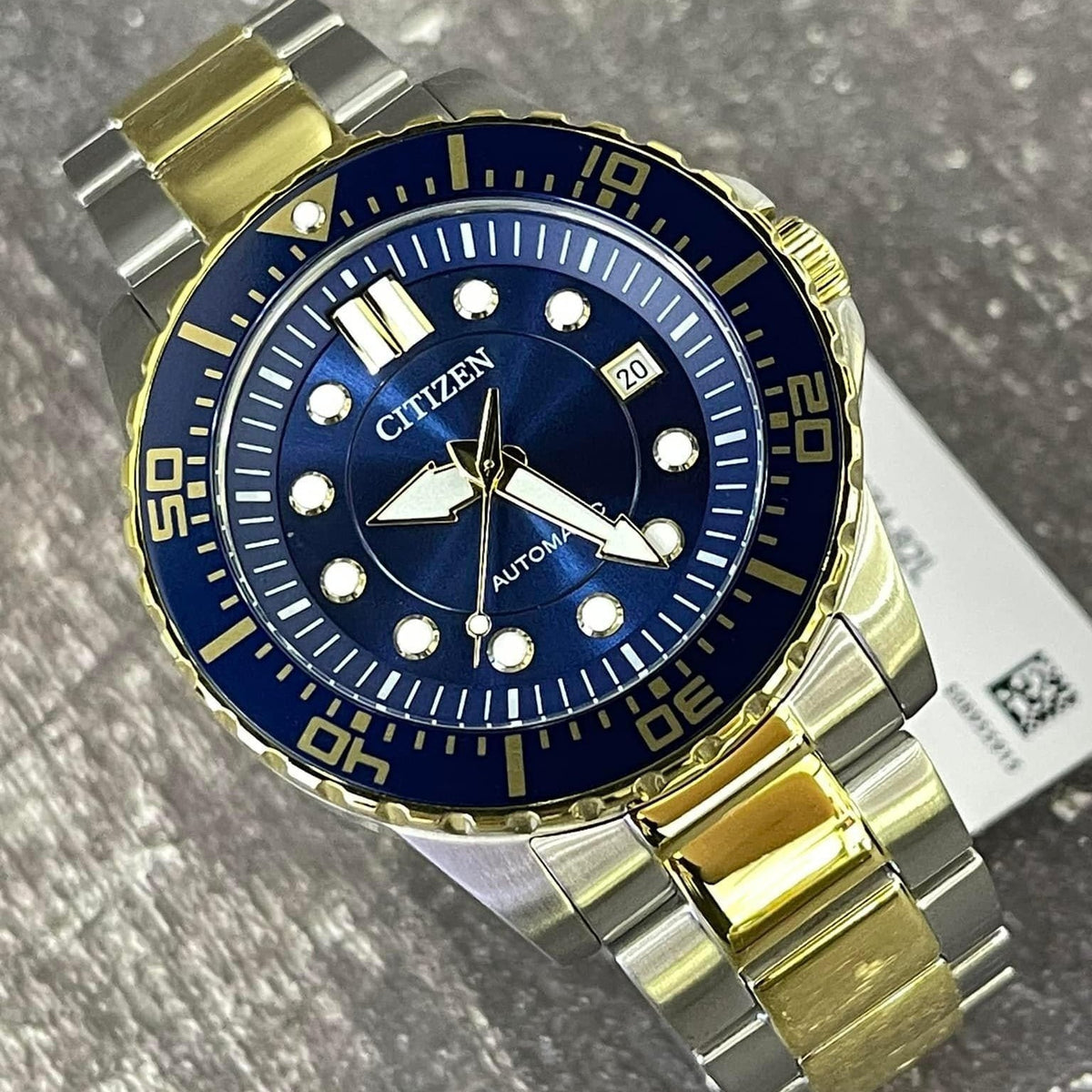 Citizen Mechanical Automatic Blue Dial Two Tone Steel Strap Watch for Men - NJ0174-82L