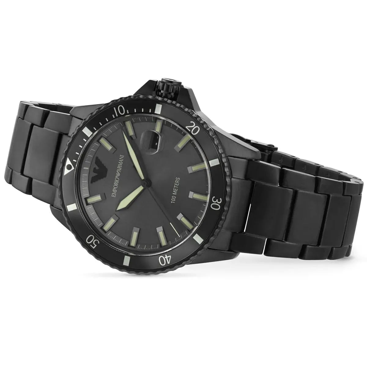 Emporio Armani World Explorer Black Dial Black Steel Strap Watch for Men - AR11398