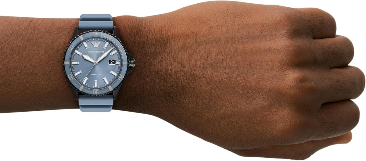 Emporio Armani Sea Explorer Divers Blue Dial Blue Silicone Strap Watch for Men - AR11685