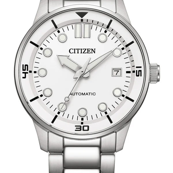 Citizen Mechanical Automatic White Dial Silver Steel Strap Watch for Men - NJ0191-83A