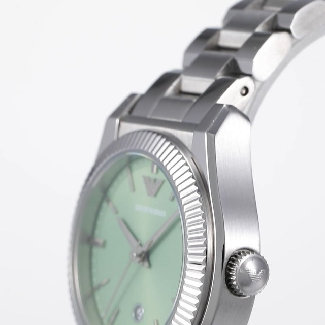 Emporio Armani Federica Mint Green Dial Silver Steel Strap Watch for Women - AR11656