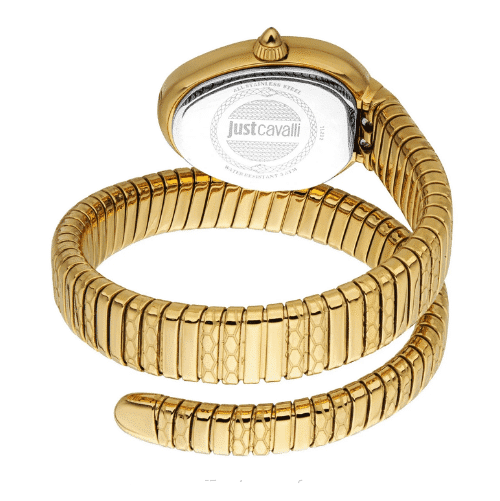 Just Cavalli Novara Red Dial Gold Steel Strap Watch for Women - JC1L264M0035