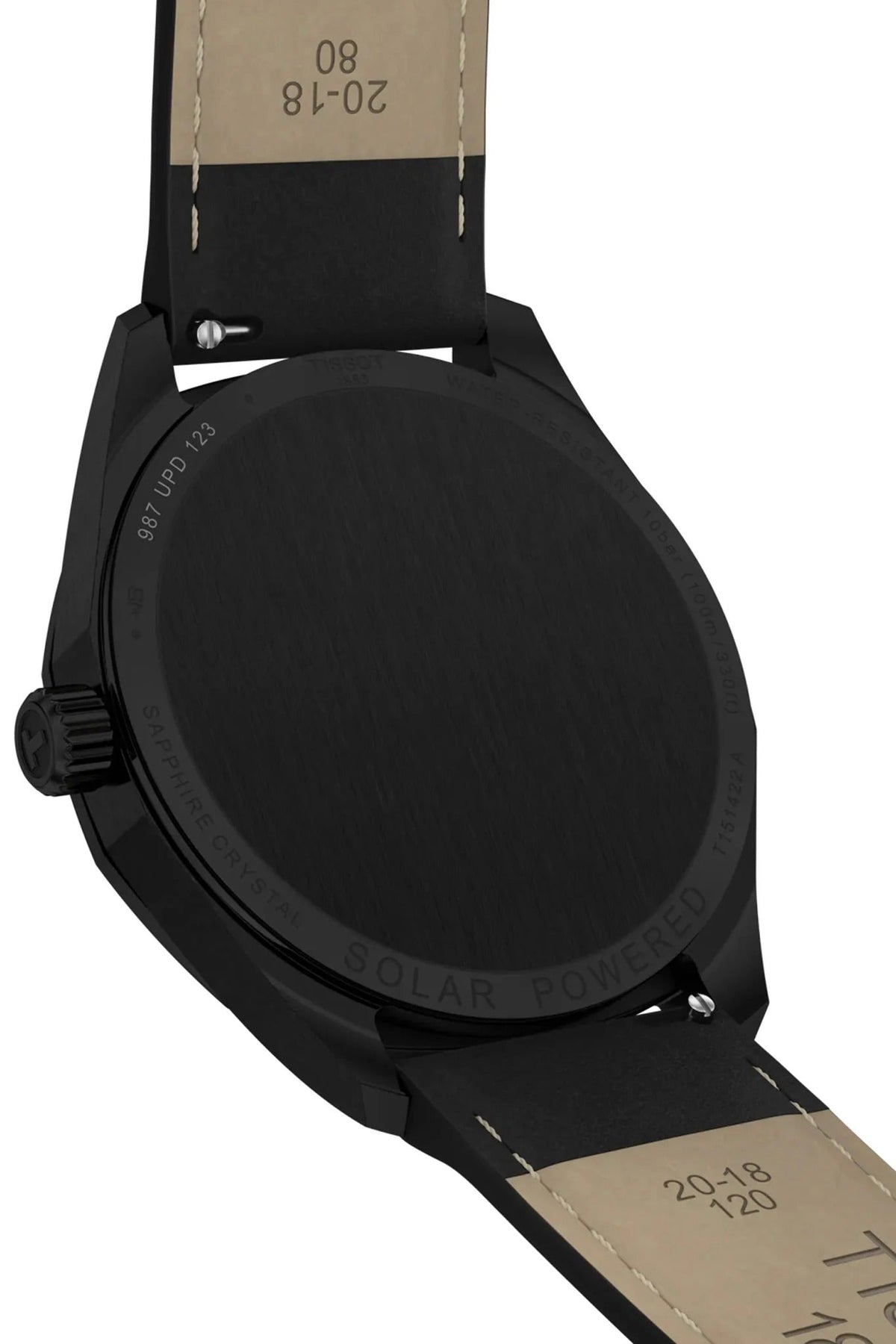 Tissot PRC 100 Solar Quartz Black Dial Black Leather Strap Watch for Men - T151.422.36.051.00