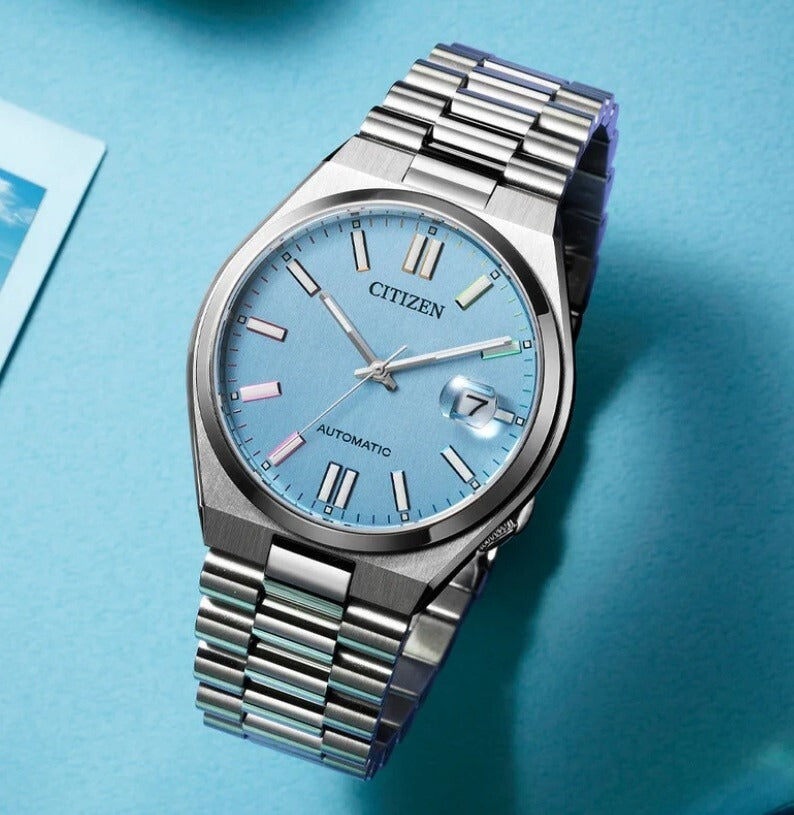 Citizen Tsuyosa Automatic Turquoise Blue Dial Silver Steel Strap Watch for Men - NJ0151-53L