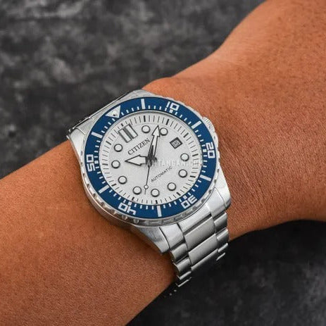 Citizen Mechanical Automatic White Dial Silver Steel Strap Watch for Men - NJ0171-81A