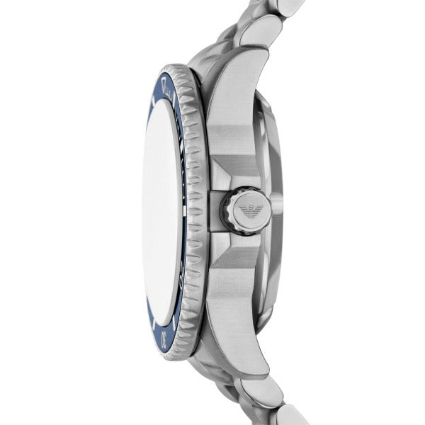 Emporio Armani Sea Explorer Green Dial Silver Steel Strap Watch for Men - AR60088