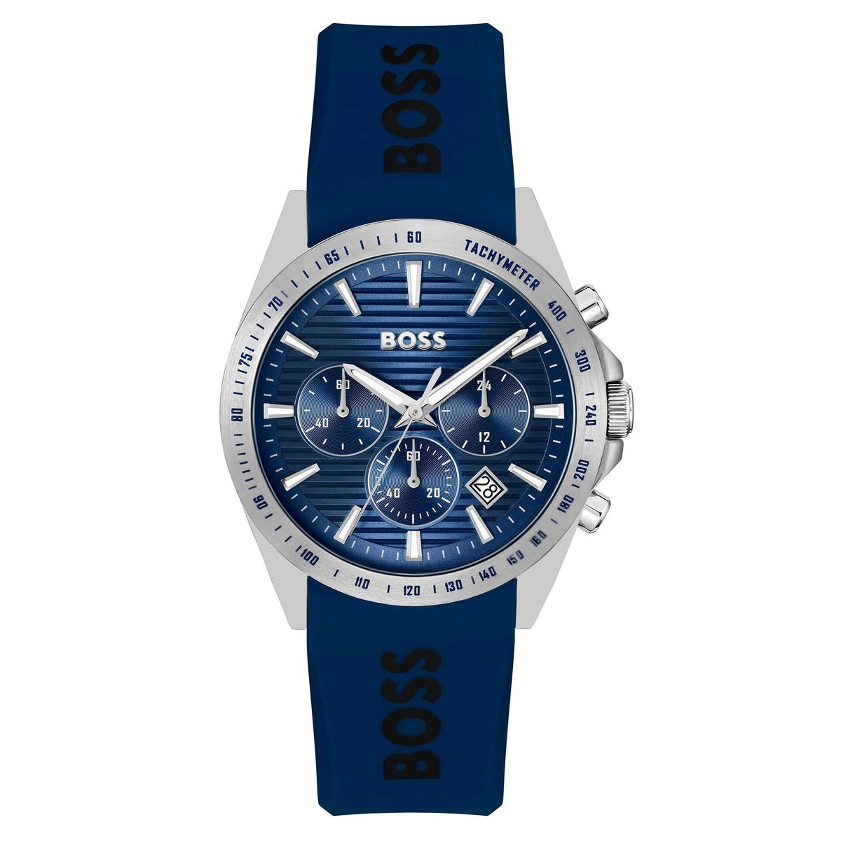Hugo Boss Strike Chronograph Blue Dial Blue Rubber Strap Watch for Men - 1514239