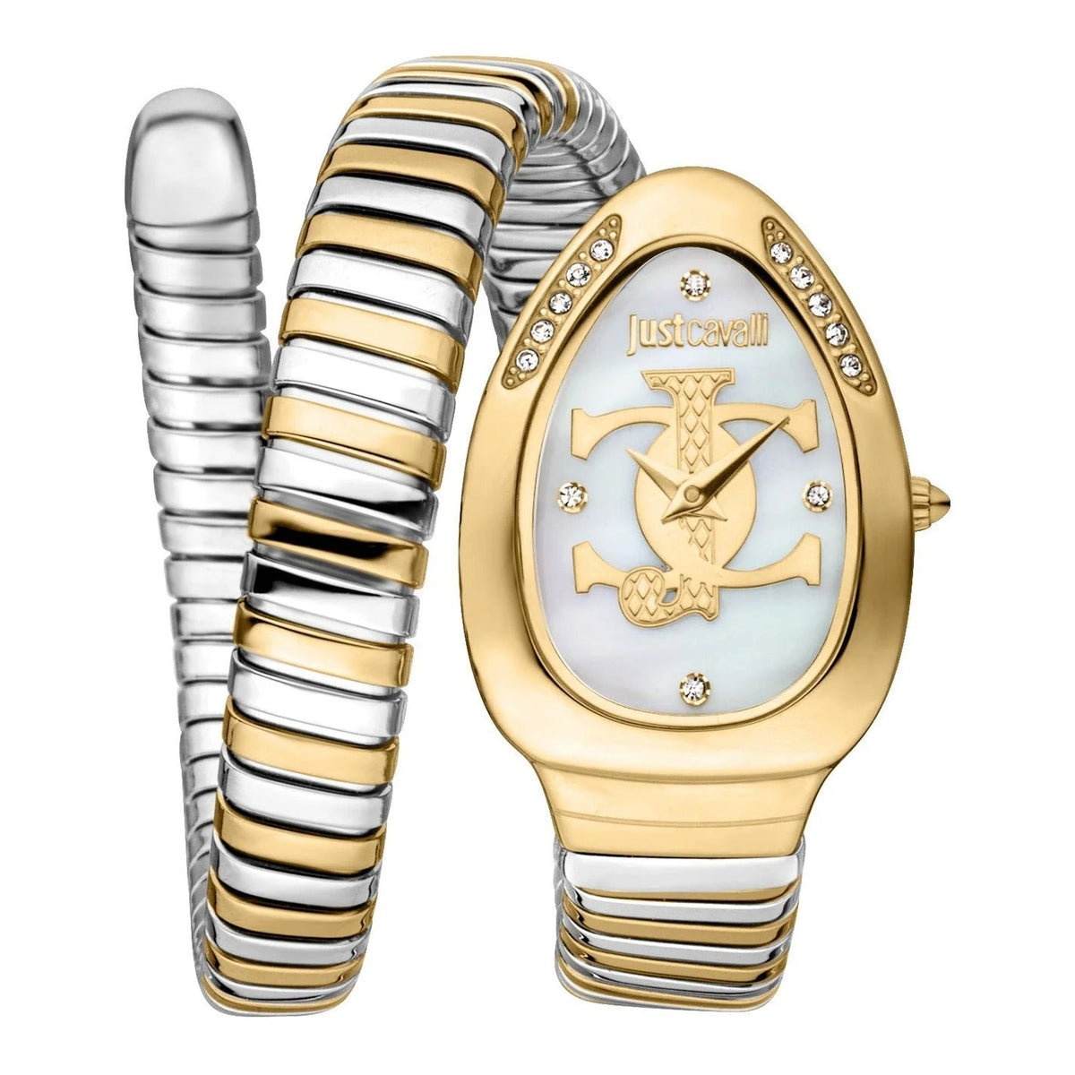 Just Cavalli Glam Evo 5 Mother of Pearl Dial Two Tone Steel Strap Watch for Women - JC1L227M0065