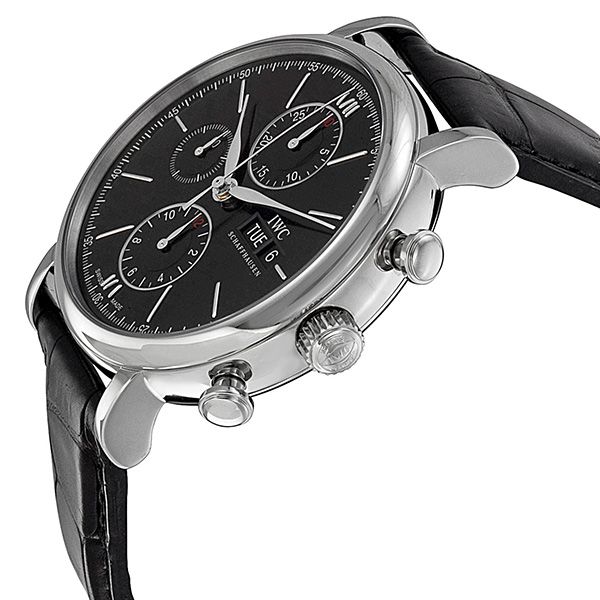  Shop Authentic IWC Portofino Chronograph Black Dial Black Leather Strap Watch for Men - IW391008 - Luxxuri