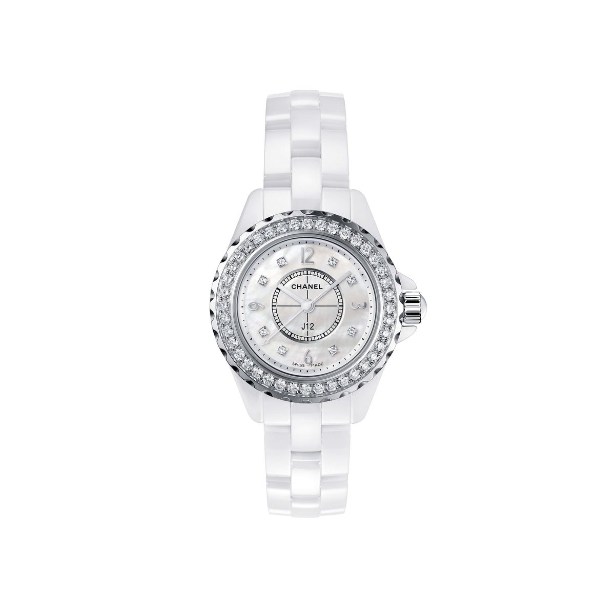  Shop Authentic Chanel J12 Quartz Diamonds White Dial White Steel Strap Watch for Women - J12 H6418 - Luxxuri
