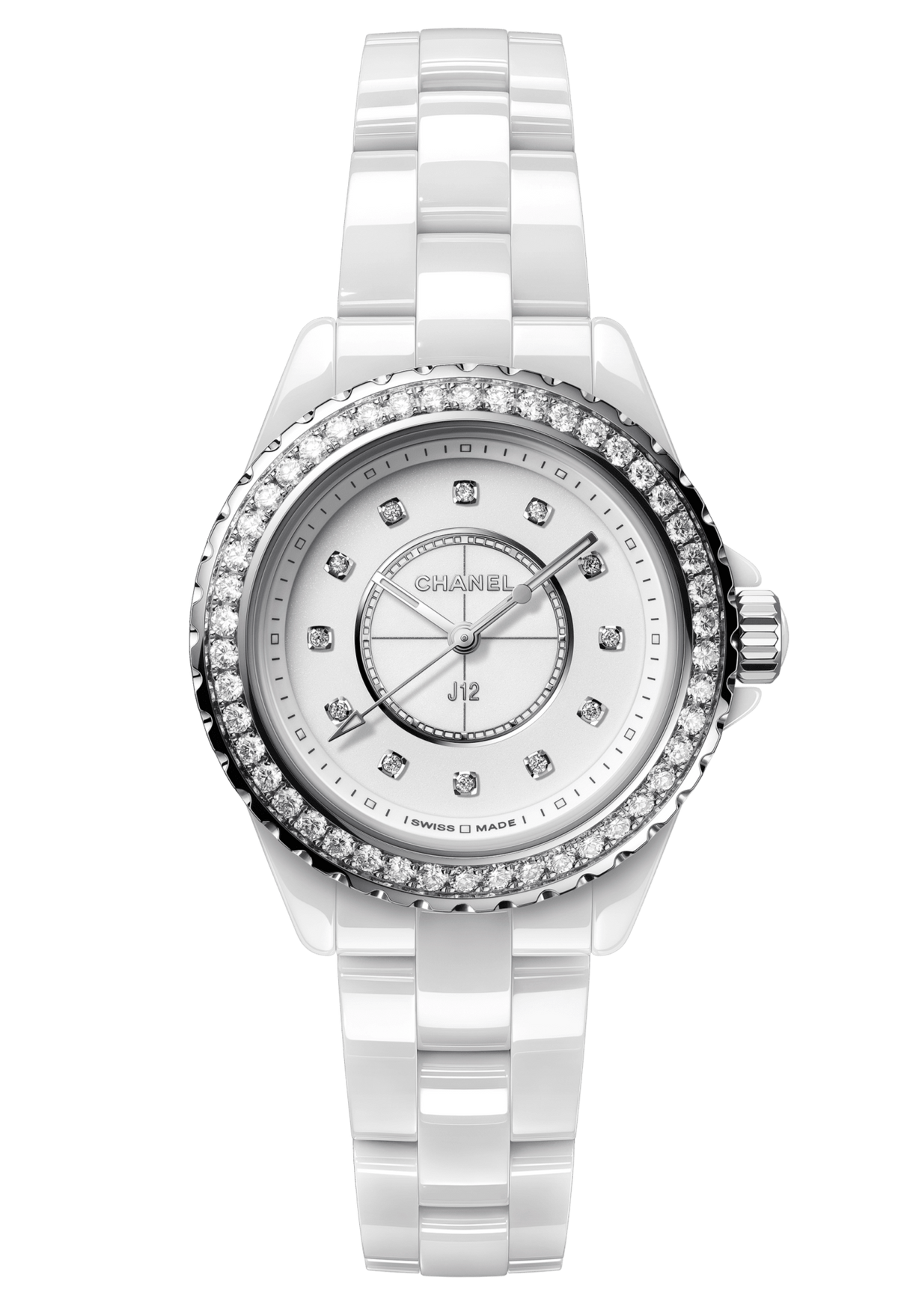  Shop Authentic Chanel J12 Quartz Diamonds White Dial White Steel Strap Watch for Women - J12 H3110 - Luxxuri