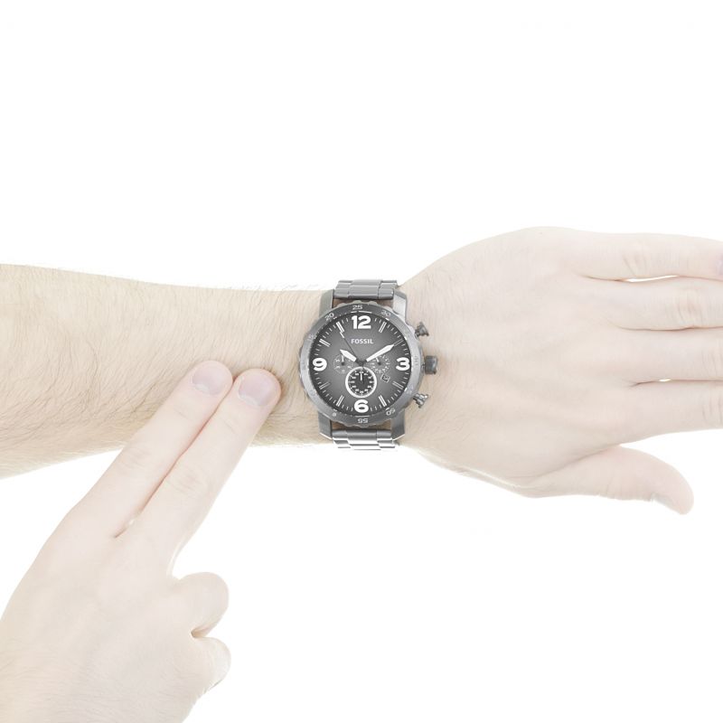 Fossil Nate Chronograph Gunmetal Dial Grey Steel Strap Watch for Men - JR1437