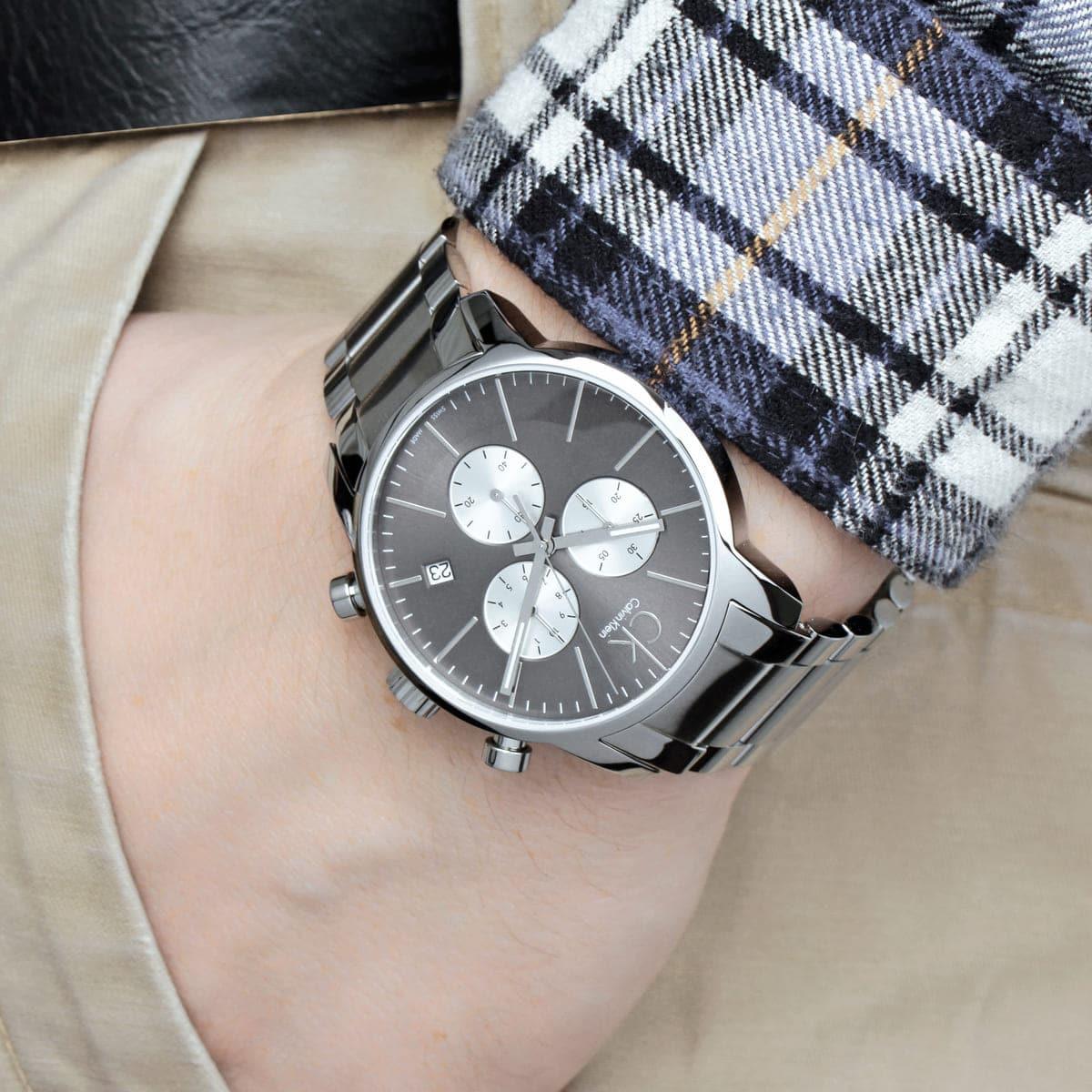  Shop Authentic Calvin Klein City Chronograph Black Dial Silver Steel Strap Watch for Men - K2G2714X - Luxxuri