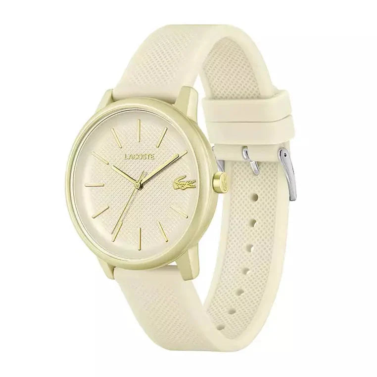 Lacoste 12.12 Beige Dial Beige Silicone Strap Watch for Men - 2011239