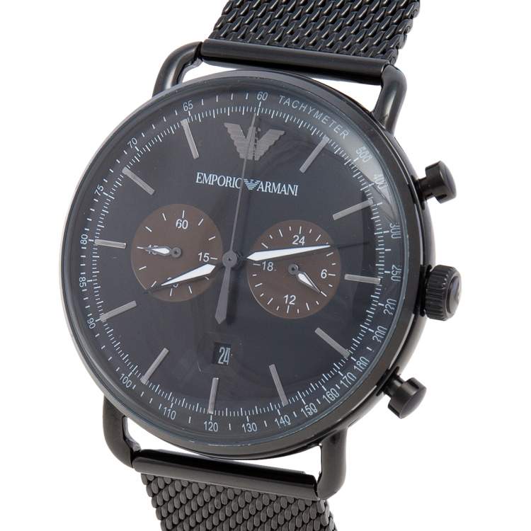  Shop Authentic Emporio Armani Aviator Black Dial Black Mesh Bracelet Watch For Men - AR11142 - Luxxuri