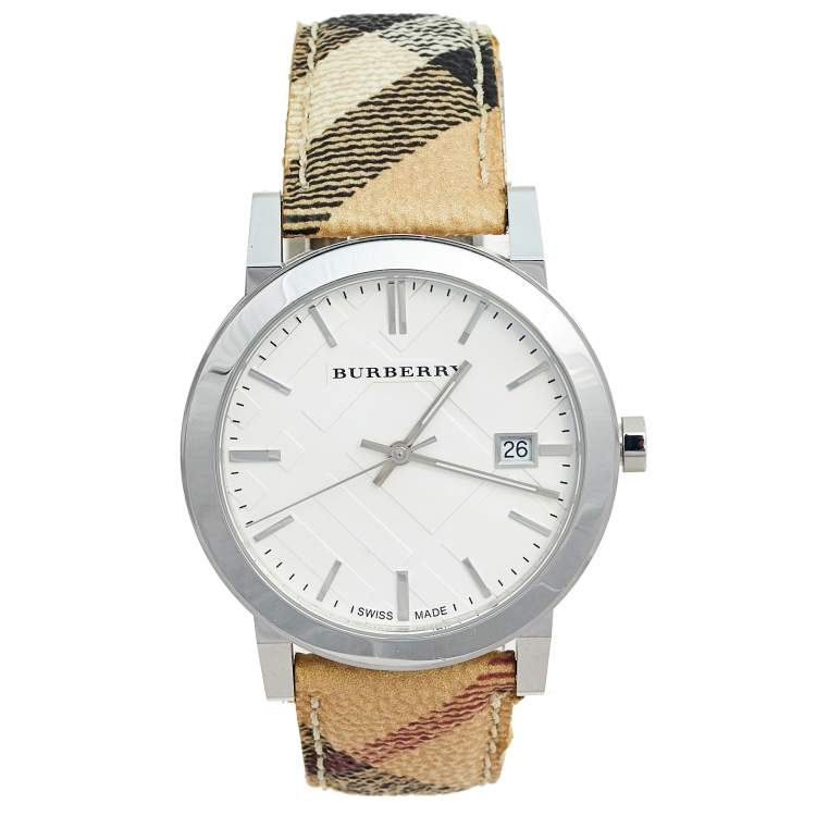  Shop Authentic Burberry The City Silver Dial Brown Leather Strap Watch for Women - BU9025 - Luxxuri