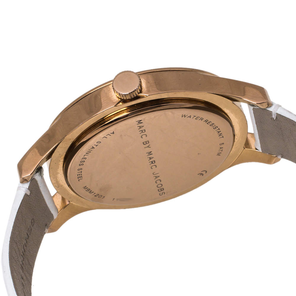  Shop Authentic Marc Jacobs Blade White Dial White Leather Strap Watch for Women - MBM1201 - Luxxuri